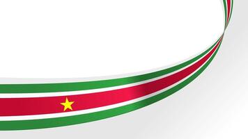 Curved ribbon with flag of suriname on white background with copyspace vector