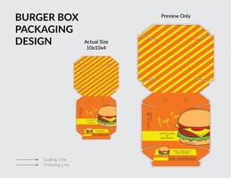 Burger Box Design, Burger box packaging template, ready for print. vector
