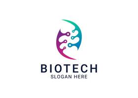 Biotech logo icon template design with dna helix and technology concept. vector