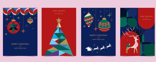Christmas and happy new year background with reindeer. vertical design for A4 vector