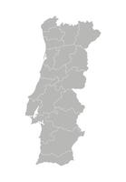 isolated illustration of simplified administrative map of Portugal. Borders of the provinces, regions. Grey silhouettes. White outline. vector