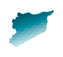 isolated illustration icon with simplified blue silhouette of Syria map. Polygonal geometric style. White background. vector
