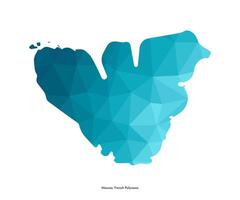 isolated illustration icon with simplified blue silhouette of Moorea island map. Part of French Polynesia. Polygonal geometric style. White background vector