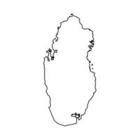 isolated simplified illustration icon with black line silhouette of Qatar map. White background vector