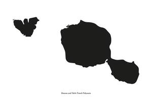 isolated simplified illustration icon with black silhouette of Moorea and Tahiti islands map. Part of French Polynesia. White background vector