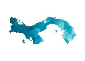 isolated illustration icon with simplified blue silhouette of Panama map. Polygonal geometric style, triangular shapes. White background. vector