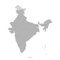 modern isolated illustration. Simplified administrative map of India in grey color with regions borders. White background. vector