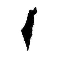 isolated illustration icon with simplified map of State of Israel with disputed area of Gaza and West Bank.. Black silhouette, white background vector