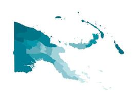 isolated illustration of simplified administrative map of Papua New Guinea. Borders of the province. Colorful blue khaki silhouettes. vector