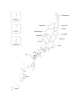 isolated illustration of simplified administrative map of Palau. Borders and names of the states, regions. Black line silhouettes vector