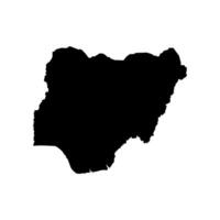 isolated simplified illustration icon with black silhouette of Nigeria map. White background vector