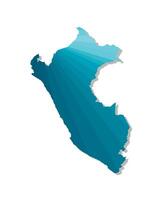 isolated illustration icon with simplified blue silhouette of Peru map. Polygonal geometric style. White background. vector