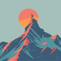 A mountain with a runner at the peak vector
