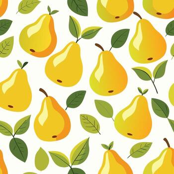 A pattern with pears and leaves vector