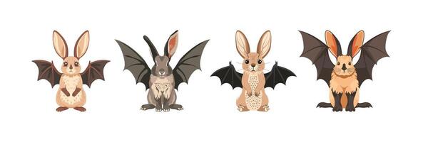 Rabbit wearing bat wings vector
