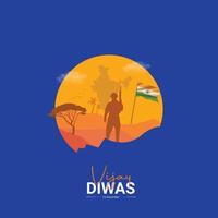 vijay diwas. illustration of Indian army with flag and india map Dec 16 celebrating. vector