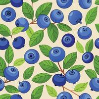 Blueberry seamless pattern illustration vector