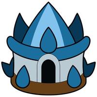 A blue castle with a crown on top vector