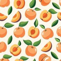 A pattern with peaches and leaves vector
