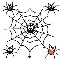 Spiders and web with cartoon spiders and black eyes vector