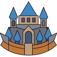 A castle with blue and gray towers vector