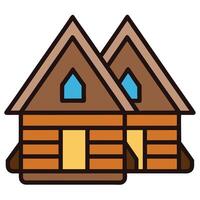 Two log cabin houses vector