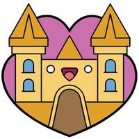 A cartoon castle in the shape of a heart vector