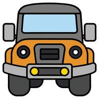 An orange truck with a front view on a white background vector