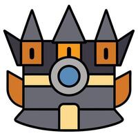 A cartoon castle with a blue and orange tower vector