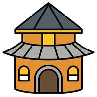 A small building with a roof and a door vector
