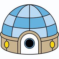 An igloo with a blue roof and windows vector