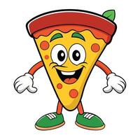 A cartoon slice of pizza with arms and legs vector