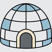 An igloo is shown in a flat style vector