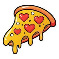 A slice of pizza with hearts on it vector