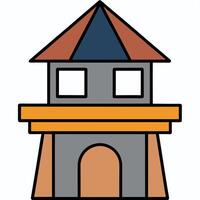 A cartoon house with a roof and a door vector