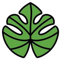 A green monstera leaf icon on a white background vector