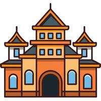 A castle building with two towers and a door vector
