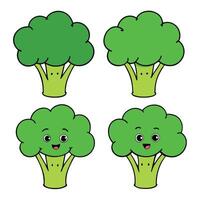 Cartoon broccoli set illustration vector