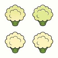 Cartoon broccoli set of four different types of broccoli vector