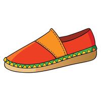 A cartoon shoe with a red and green trim vector