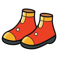A pair of red boots with yellow soles vector