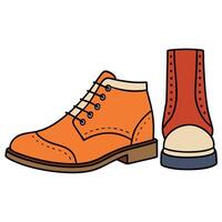 An orange boot with a red sole vector