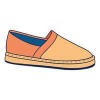 An orange and blue shoe with a blue sole vector