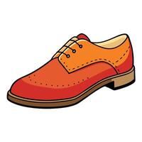 An orange and red shoe with a brown sole vector