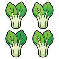 Four green leafy vegetables are shown in a row vector
