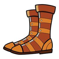 A pair of brown boots with stripes vector