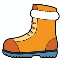 An orange boot with fur on the sole vector