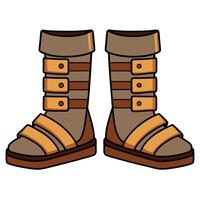 A pair of brown boots with straps vector