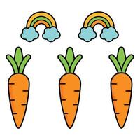 Carrots with rainbow and clouds illustration vector