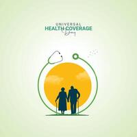 Universal Health Coverage Day, 3D illustration . stethoscope concept. vector